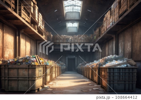 waste collection for recycling in european city street. AI 108664412