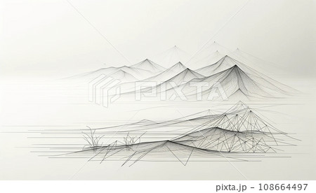 線で描かれた抽象的な白を基調にして背景・風景 108664497