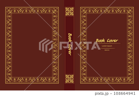 Ornate leather book cover and Old retro ornament frames. Royal Golden style design. Vintage Border to be printed on the covers of books. Vector illustration Ornate leather book cover and Old retro ornament frames. Royal Golden style design. Vintage Border to be printed on the covers of books. Vector illustration 108664941