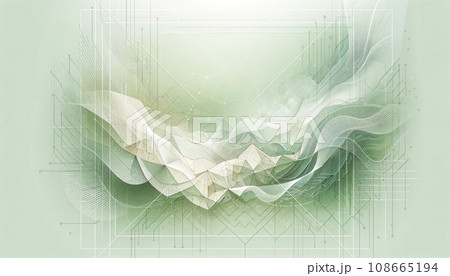薄緑のグラデーションの抽象背景、波と線のデザイン 薄緑のグラデーションの抽象背景、波と線のデザイン 108665194