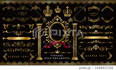 ビンテージゴールドオーナメント・フレームセット ビンテージゴールドオーナメント・フレームセット 108665288