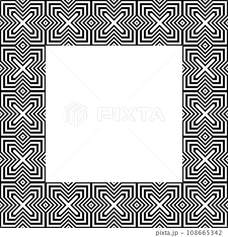 Geometric Pattern for Square Picture Frame. Black and White Background. Vector Art. 108665342