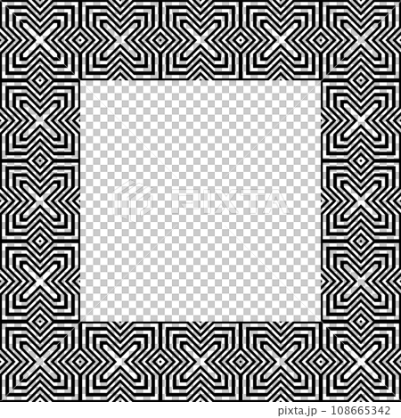 Geometric Pattern for Square Picture Frame. Black and White Background. Vector Art. 108665342