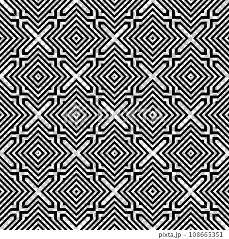 Abstract Seamless Geometric Checked Pattern. Black and White Texture. Vector Art. Abstract Seamless Geometric Checked Pattern. Black and White Texture. Vector Art. 108665351