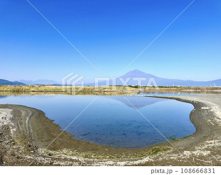 富士川の河口から見る秋の富士山 富士川の河口から見る秋の富士山 108666831
