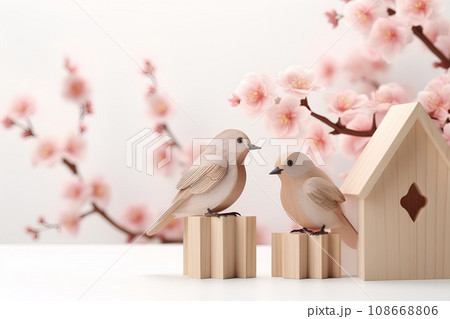 梅とウグイス(3D) 梅とウグイス(3D) 108668806