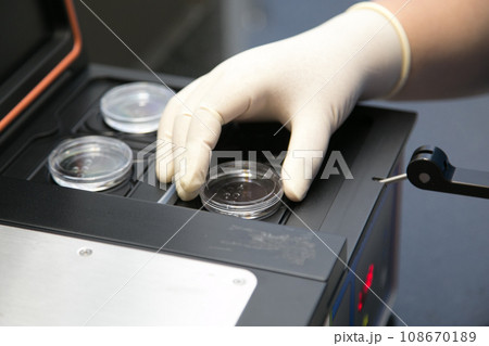 Closeup of lab equipment for scientific research with fluids 108670189