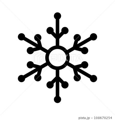 Simple snowflake christmas icon. Abstract snow logo frost cold weather. Winter precipitation. Flat vector illustration in line art style 108670254