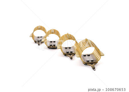 plastic round for fishing on a white background accessories for fishing, isolate, close-up 108670653