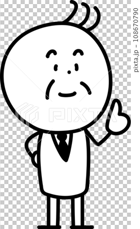 笑顔で人差し指を立てるおじさん 108670790