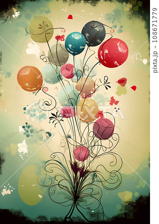 Colorful simple decoration illustration for party, birthday, baby shower, bridal shower, graduation, business event, grand opening, anniversary, holiday invitation draft and greetings card template. 108671779