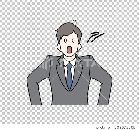 びっくりして固まる男性（ビジネスマン、スーツ） 108673309