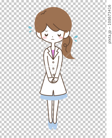 お詫びをする白衣の女性 お詫びをする白衣の女性 108673416
