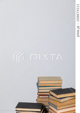 learning literacy science education stack of books on a white background learning literacy science education stack of books on a white background 108673511