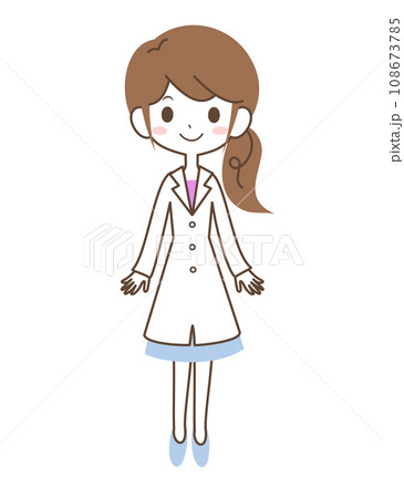 正面を向いた白衣の女性のイラスト 108673785