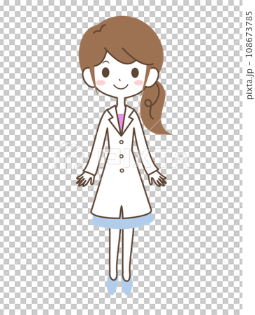 正面を向いた白衣の女性のイラスト 108673785
