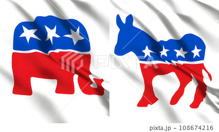 共和党と民主党の旗 共和党と民主党の旗 108674216
