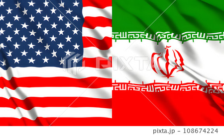 アメリカとイランの国旗 108674224