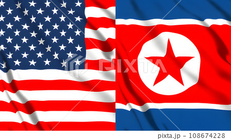 アメリカと北朝鮮の国旗 108674228