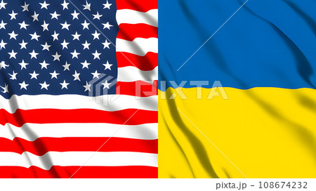 アメリカとウクライナの国旗 108674232