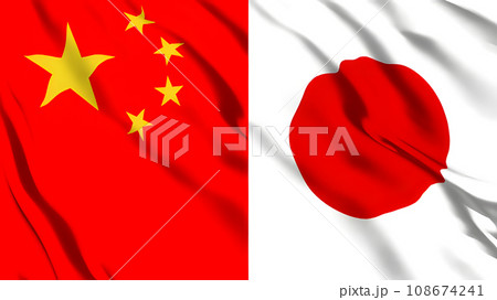 中国と日本の国旗 108674241