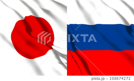 日本とロシアの国旗 108674272