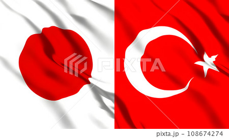日本とトルコの国旗 日本とトルコの国旗 108674274