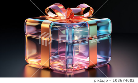 3D gift box in gradient colors, Ai generated 108674682