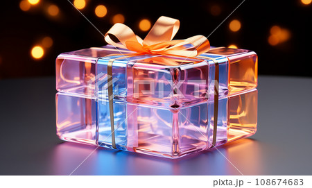 3D gift box in gradient colors, Ai generated 108674683