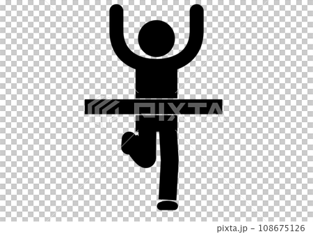 Pictogram of finishing the race and reaching the goal 108675126