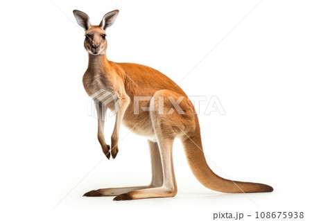 Red kangaroo isolated on white background 108675938