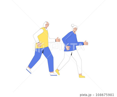 Senior runners. Family Jogger. Elderly woman and man do exercise. 108675981