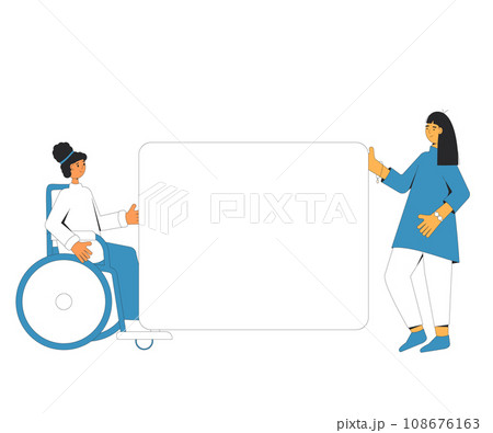 Two women holding blank banner. Two women holding blank banner. 108676163