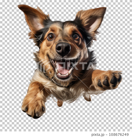 a dog in a jump isolated 108676249