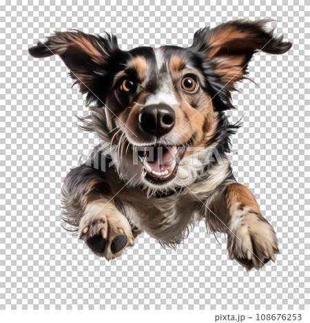 a dog in a jump isolated 108676253