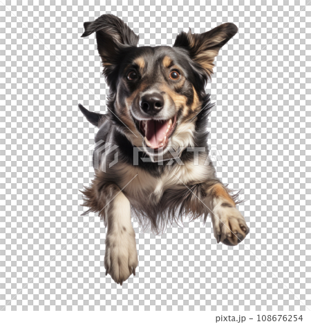 a dog in a jump isolated 108676254
