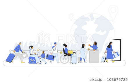 Immigration law. People waiting to board a flight. Immigration law. People waiting to board a flight. 108676726