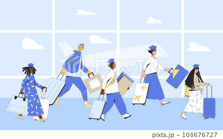 Graduate immigration route. Colorful set of isolated people with Graduate immigration route. Colorful set of isolated people with 108676727