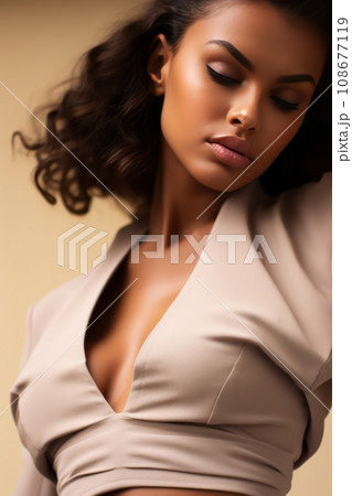fashion model girl in beige wear 108677119