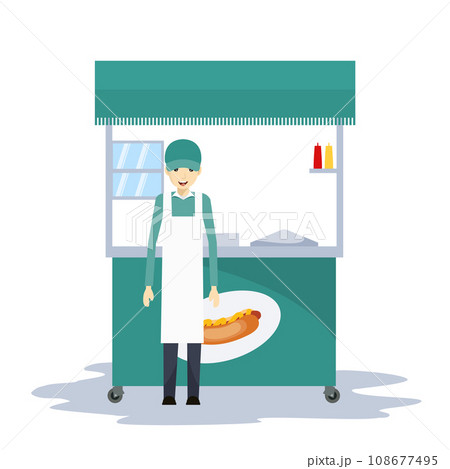 hot dog seller in the car hot dog seller in the car 108677495