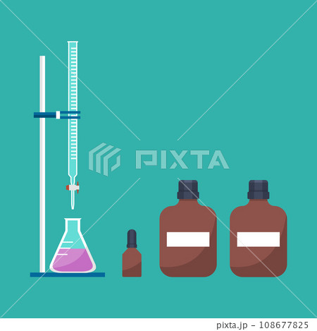 Acid-based titration equipment in chemistry laboratory vector Acid-based titration equipment in chemistry laboratory vector 108677825