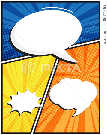 abstract comic book, pop art cartoon with speech bubble template background 108677865