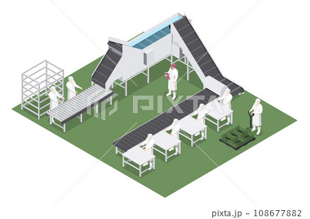 Automated production line with machinery used in the food industry 108677882