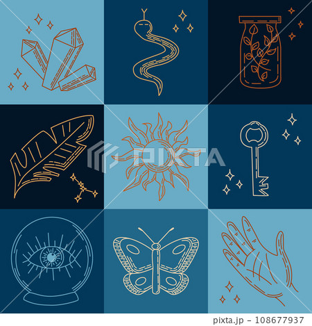 Square mystical outline seamless pattern Square mystical outline seamless pattern 108677937