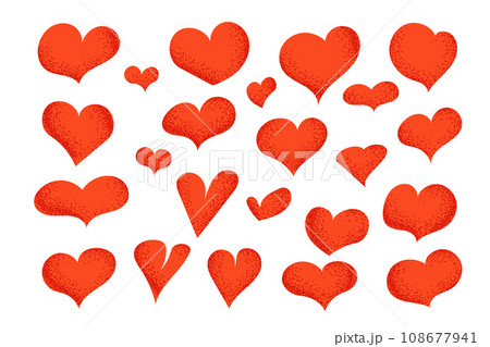 Red flat hearts with dotted texture Red flat hearts with dotted texture 108677941