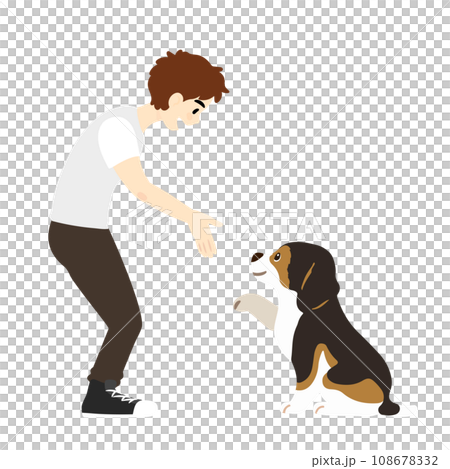 男性にお手をするビーグルのイラスト 主線なし 男性にお手をするビーグルのイラスト 主線なし 108678332