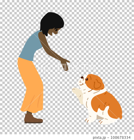 鬥牛犬向女人伸出援手的插圖，沒有主線 108678334