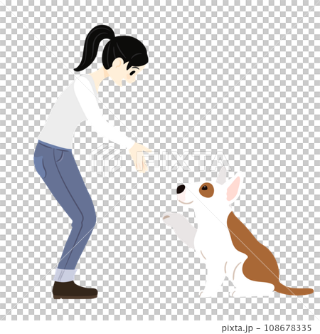 鬥牛犬向女人伸出援手的插圖，沒有主線 108678335