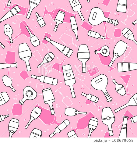 Vector Pattern Bar Party Alcohol Drink Wine Bottle 108679058