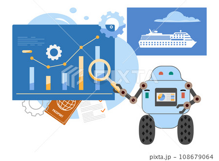 Smart AI Robot Growth up Sales Ticket Statistics 108679064